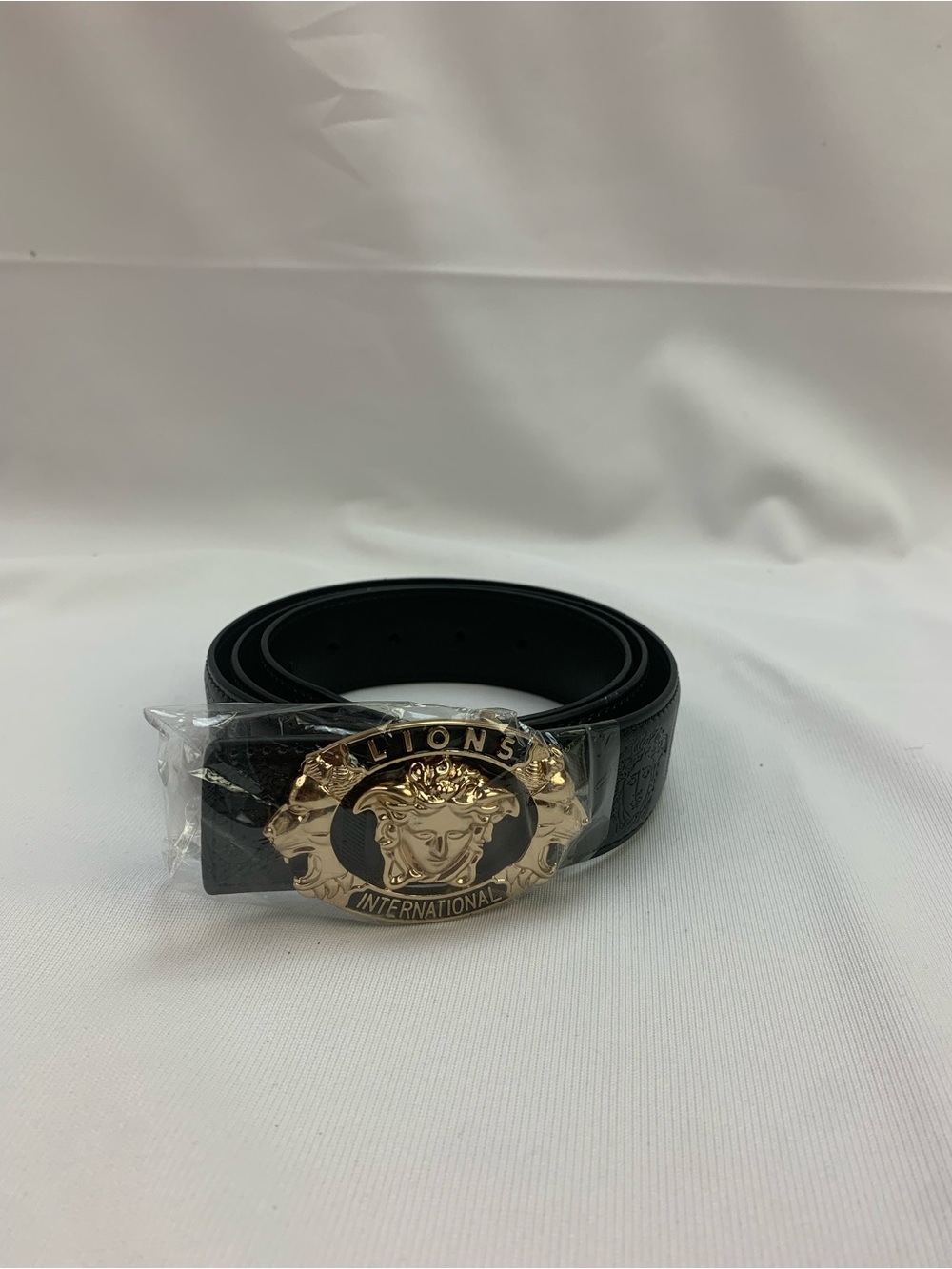 Versace Black Leather Belt - LIONS International Buckle